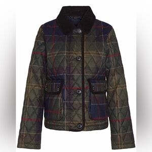 Barbour Quilted Plaid Utility Jacket - Green and Red SZ 6 NWT